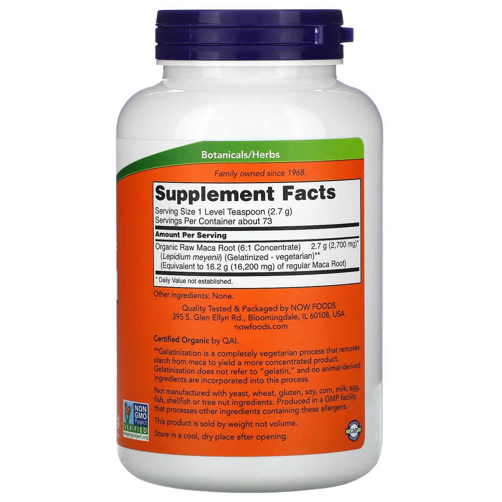 Now Maca Organic Powder, 198 G, Pure Powder 6:1 Concentrate, Healthy Sexual Activity