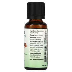 Now 100% Pure & Organic Oil Clove, 30 Ml, 100% Pure and Organic, Aromatic Benefits