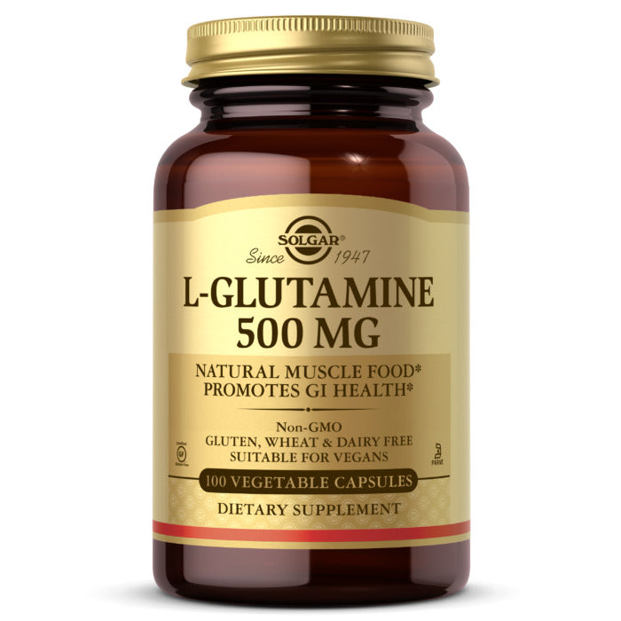 Solgar L-glutamine, 500 mg, 100 Vegetable Capsules, Natural Muscle Food