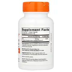 Doctor's Best High Absorption Zinc Bisglycinate 100% Chelated, 90 Veggie Capsules, 50 mg