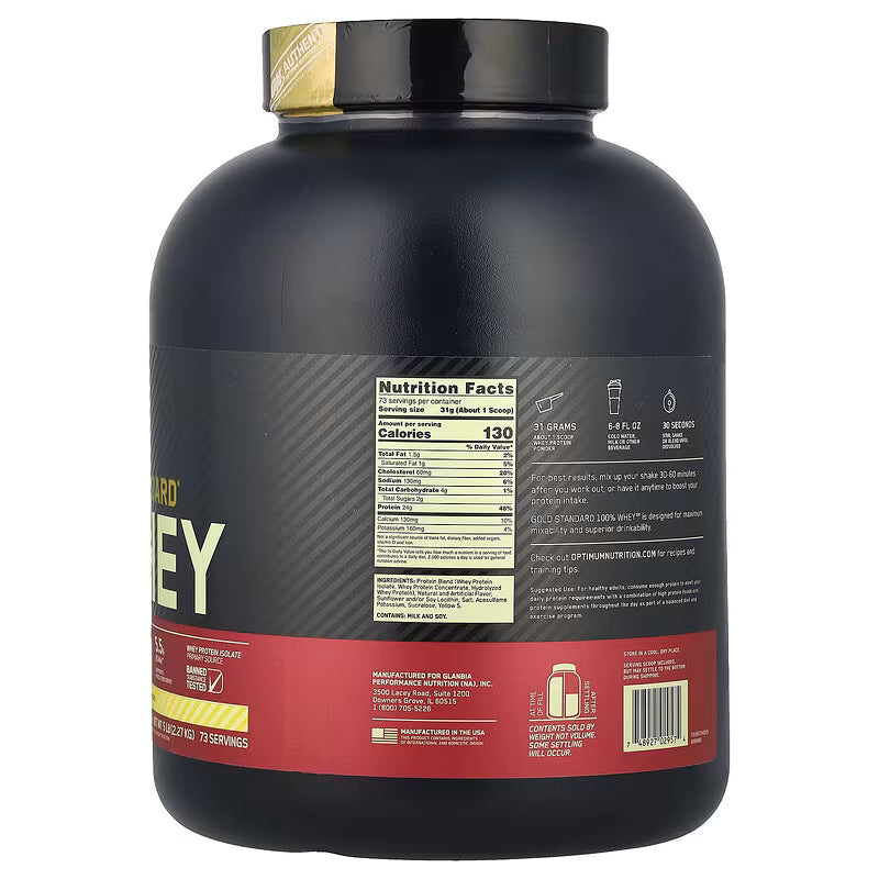 Optimum Nutrition Gold Standard 100% Whey Protein, 5 LB, 24 Grams of Protein