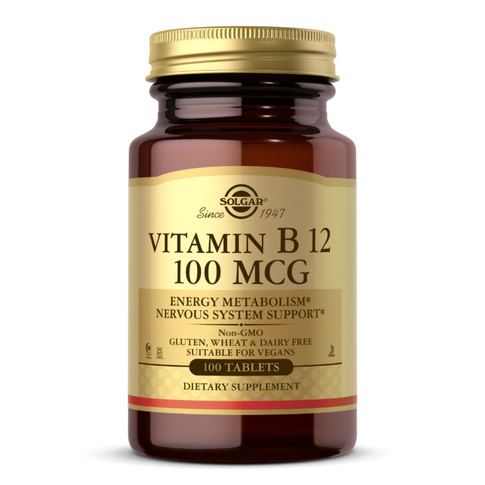 Solgar Vitamin B12, 100 mcg, 100 Tablets, Support Brain Function, Production of Red Blood Cells