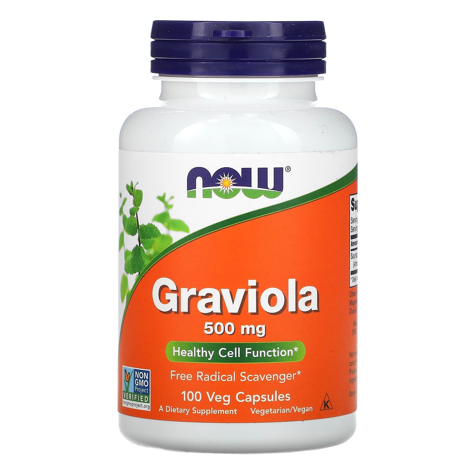 Now Graviola, 100 Veggie Capsules, 500 mg, Healthy Cell Function, Antioxidante