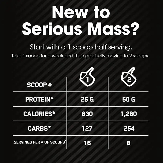 Optimum Nutrition Serious Mass، فانيليا، 6 رطل، 1250 سعرة حرارية، 50 جرام مزيج بروتين