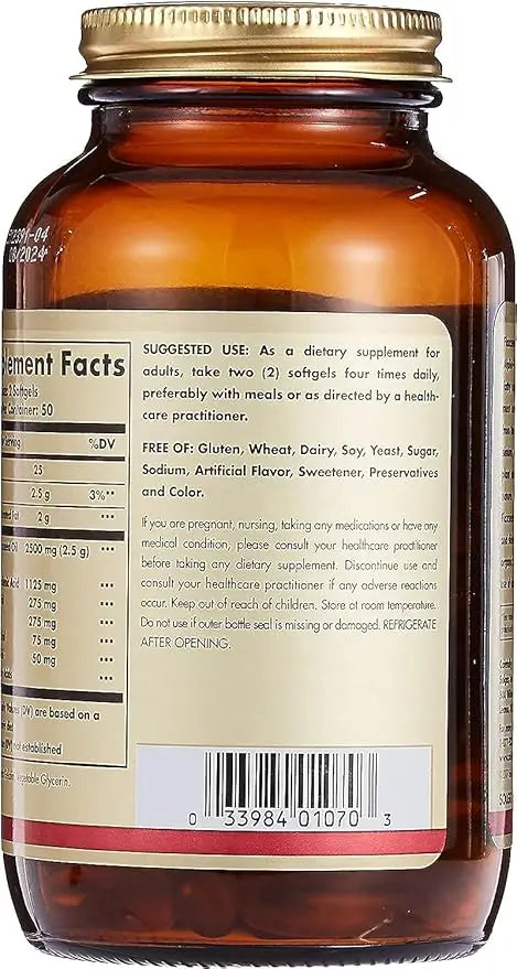 Solgar Flaxseed Oil, 1250 mg, 100 Softgels, Support Heart Health, Support Immune System