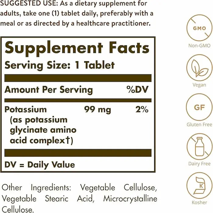 Potassium - 100 Tablets