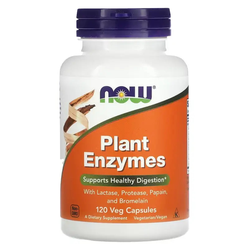 Now Plant Enzymes, 120 Veggie Capsules, Contains Lactase, Protease, Papain and Bromelain