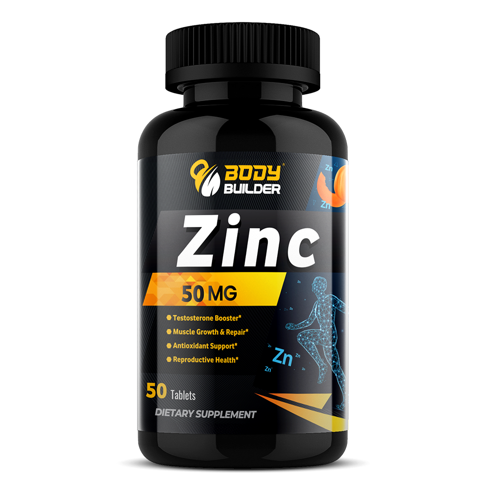 Body Builder Zinc, 50 mg, 50 Tablets, Testosterone Booster, Muscle Growth & Repair