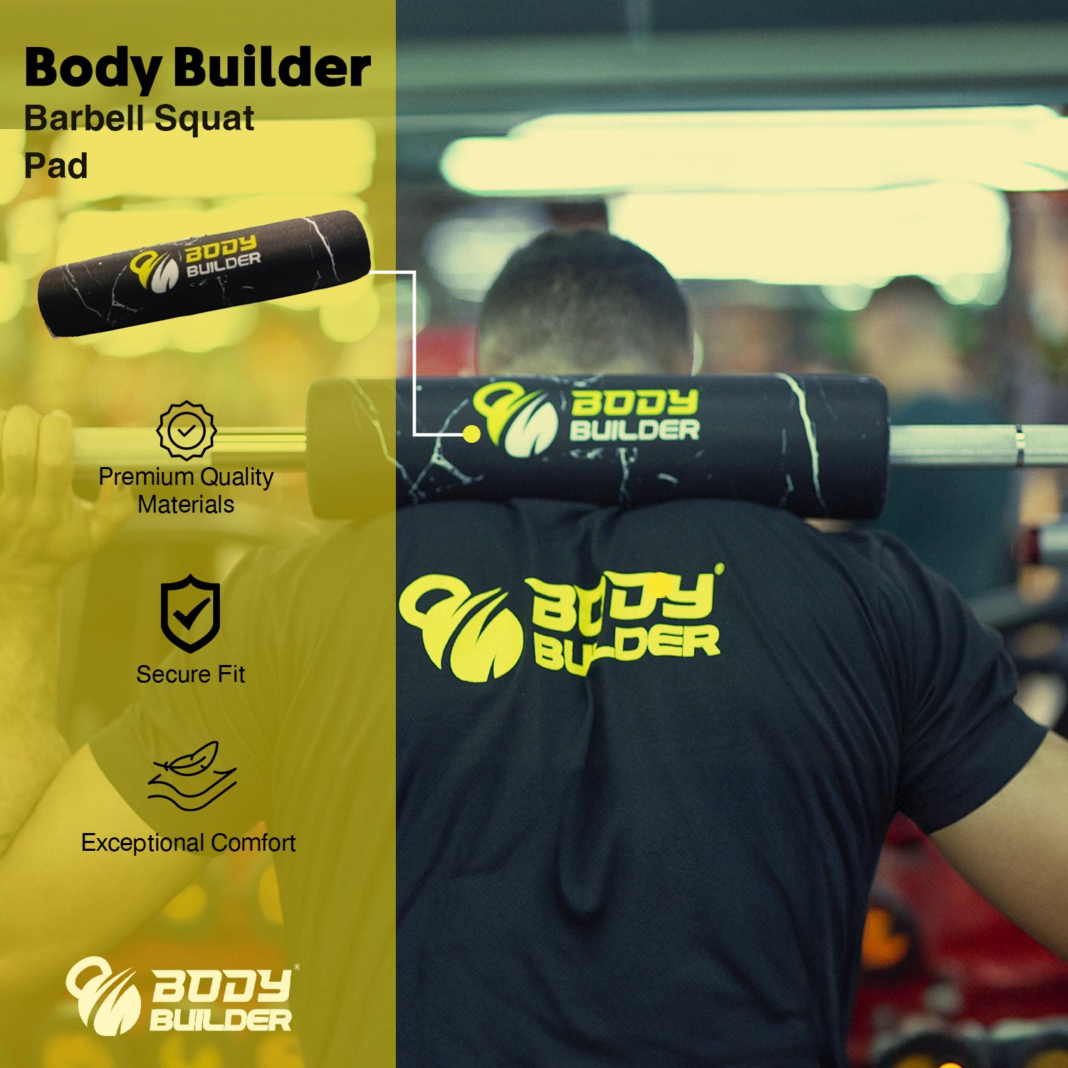 Body Builder Barbell Squat Pad, 1 Piece, Secure Fit, Exceptional Comfort