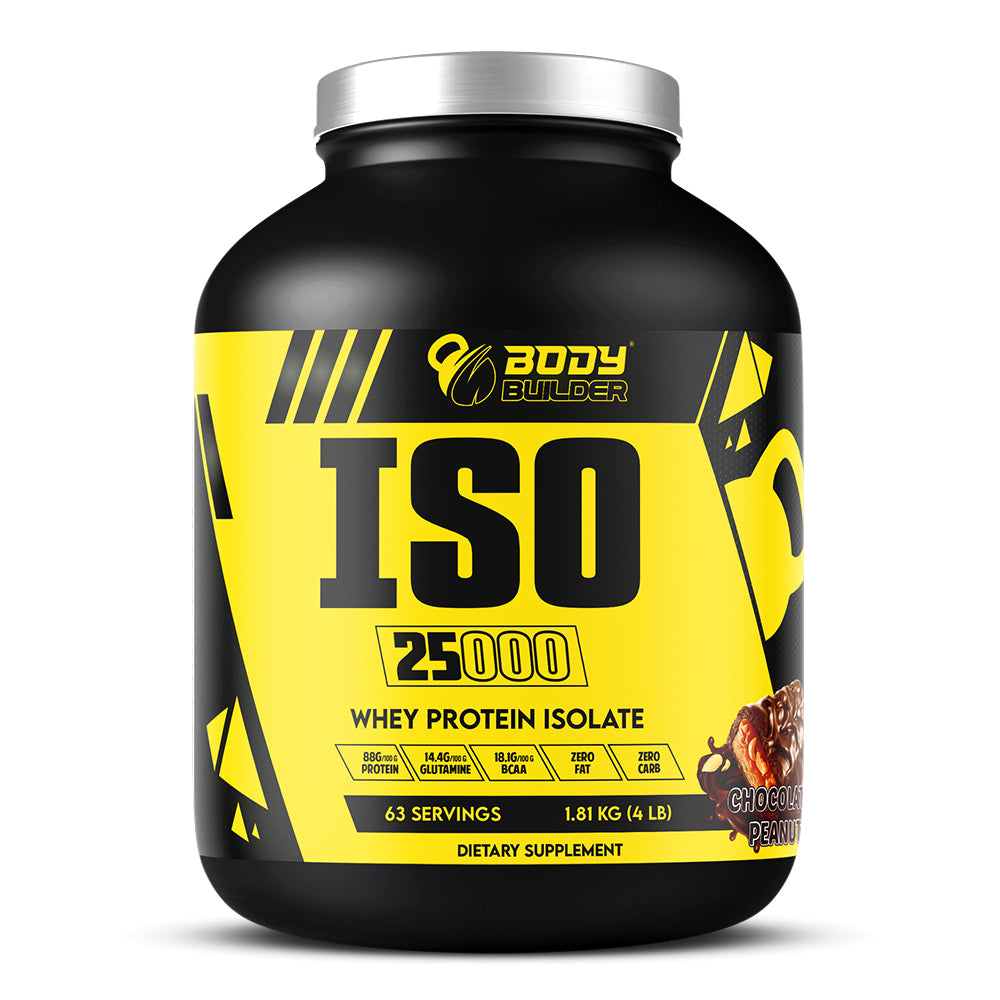 Body Builder Iso 25000, Chocolate Peanut, 4 LB, 25 g of Whey Protein Per Serving