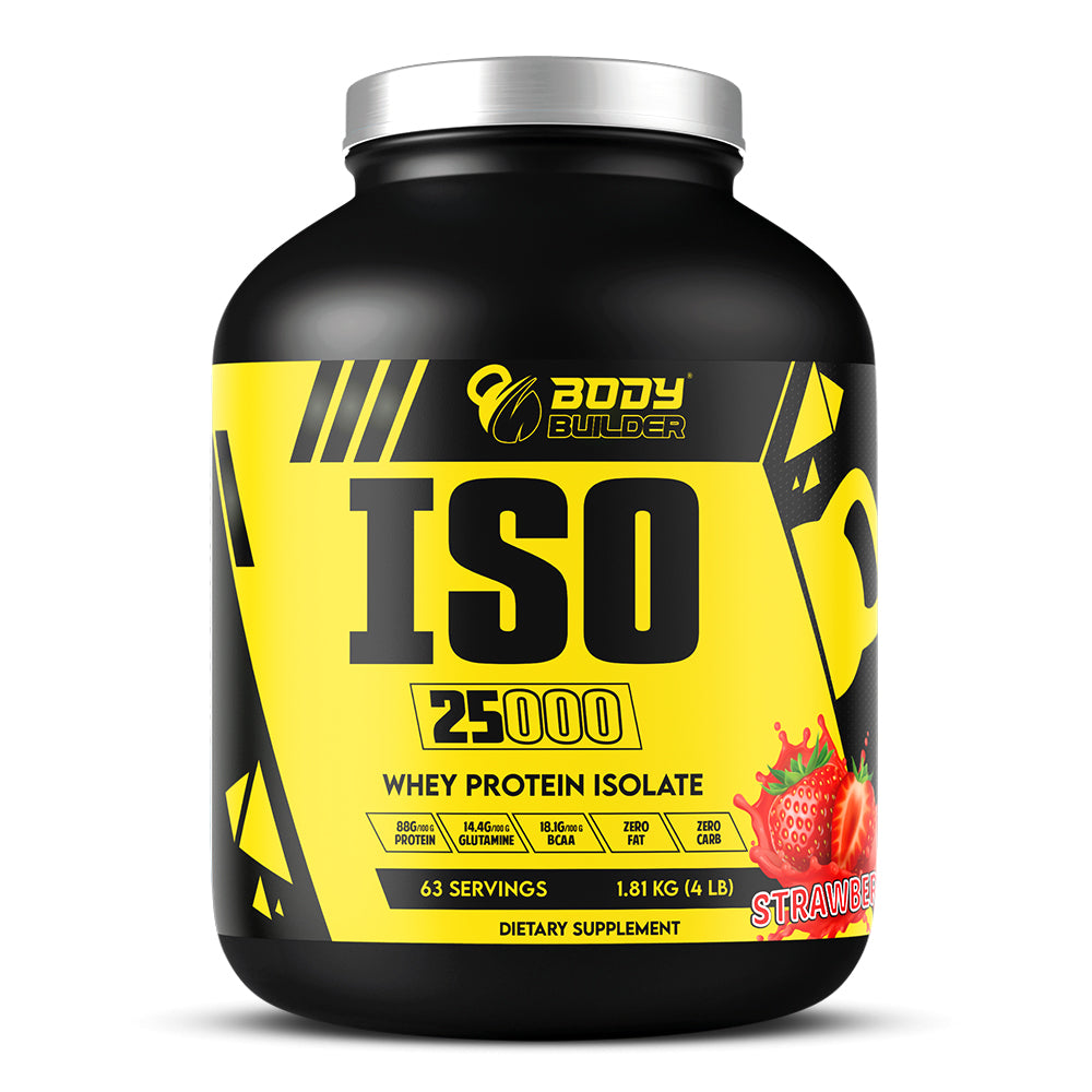 Body Builder Iso 25000, Strawberry, 4 LB, 25 g of Whey Protein Per Serving