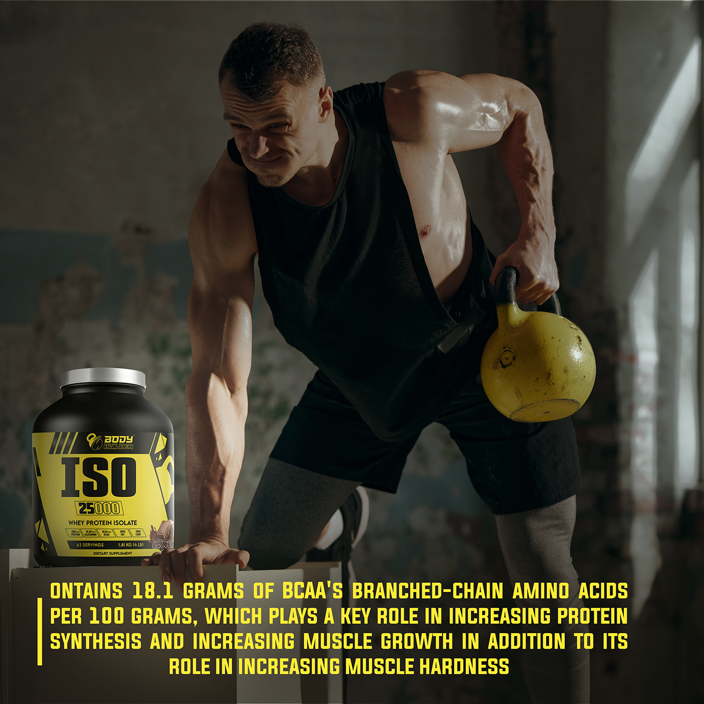 Body Builder Iso 25000, Vanilla Ice Cream, 4 LB, 25 g of Whey Protein Per Serving