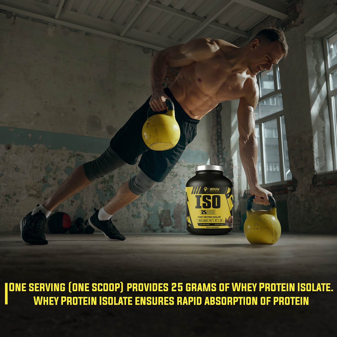 Body Builder Iso 25000, Vanilla Ice Cream, 4 LB, 25 g of Whey Protein Per Serving