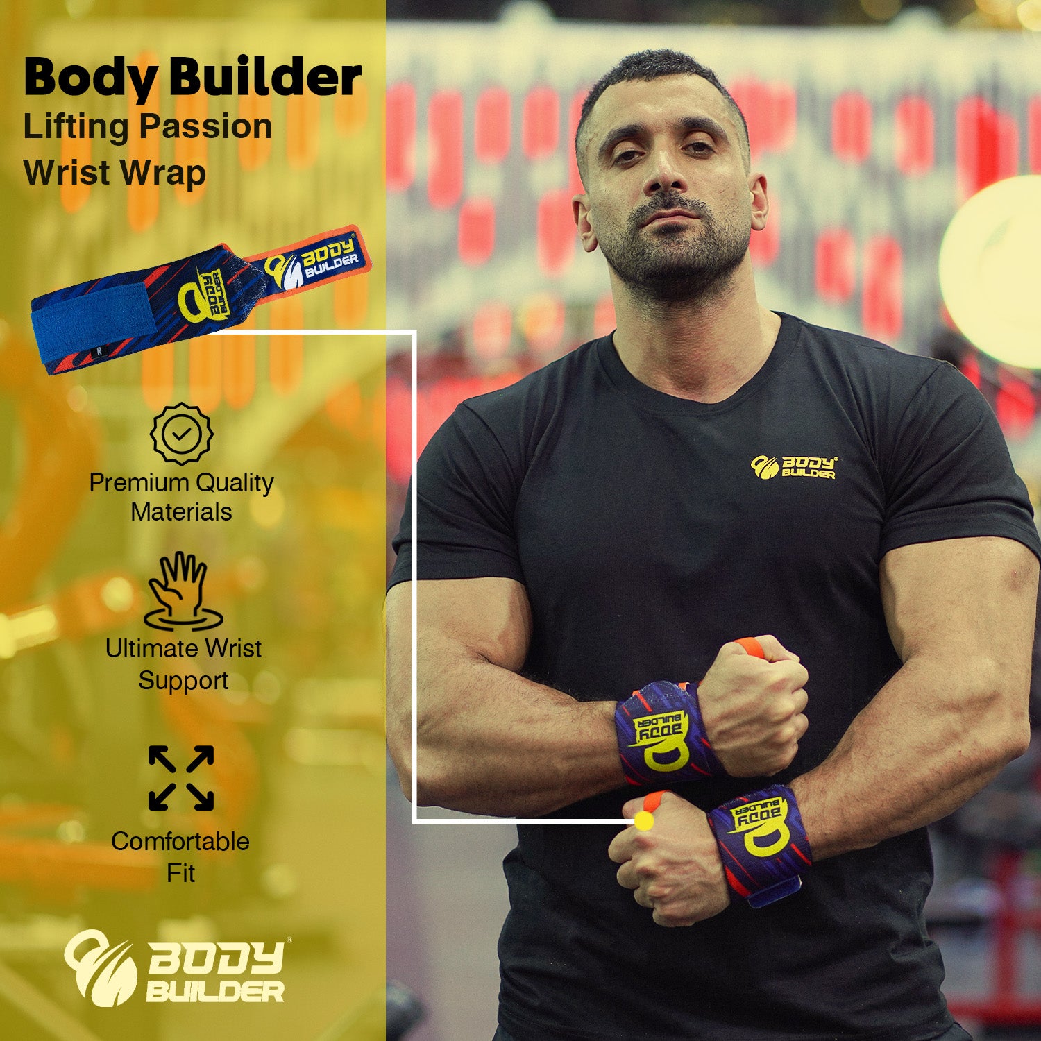 Body Builder Lifting Passion Wrist Wrap, 1 Piece, Comfortable Fit, Ultimate Wrist Support