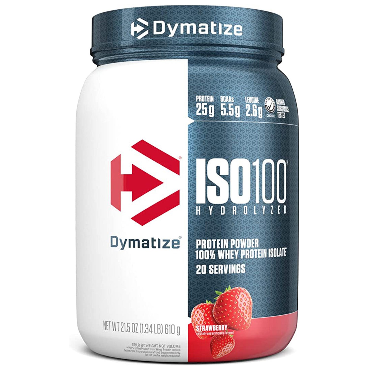 Dymatize ISO 100 Hydrolyzed whey protein isolate, Strawberry, 1.34 LB, Gain in Muscle Size and Strength