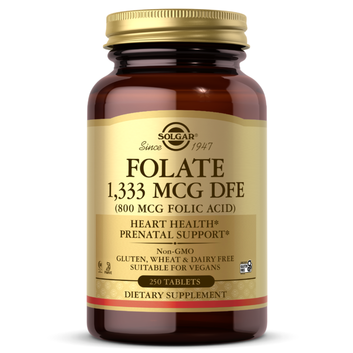 Solgar Folic Acid, 800 mcg, 250 Tablets, Prenatal Support, Promote Heart Health