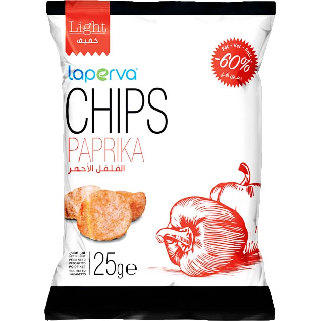 Laperva Light Chips, Paprika, 25 Gm, Baked without Fat, Source of Fibres