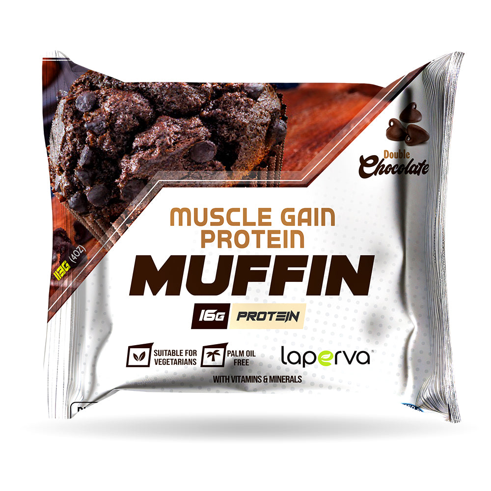 Laperva Muscle Gain Protein Muffin, Double Chocolate, 1 Piece, Palm Oil Free