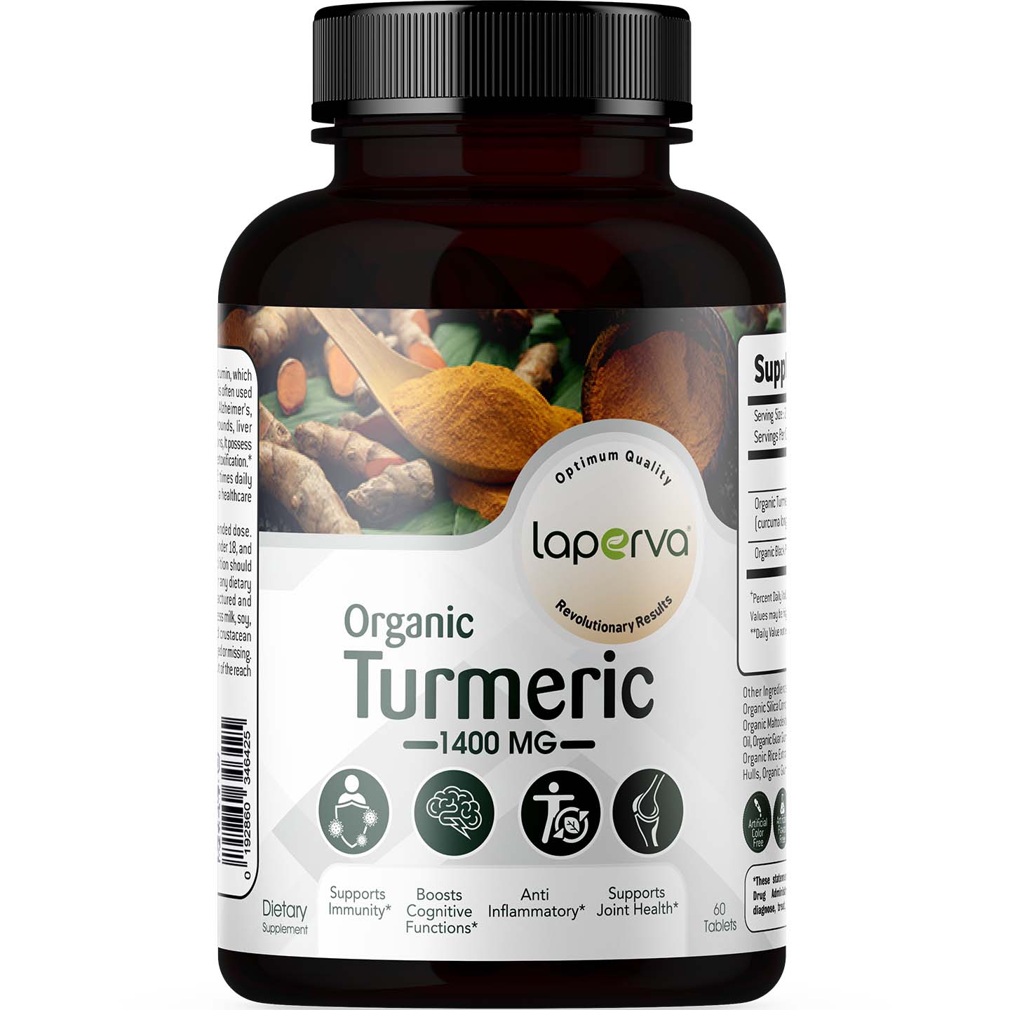 Laperva Organic Turmeric, 1400 mg, 60 Tablets, Immune System Support, Joint Support