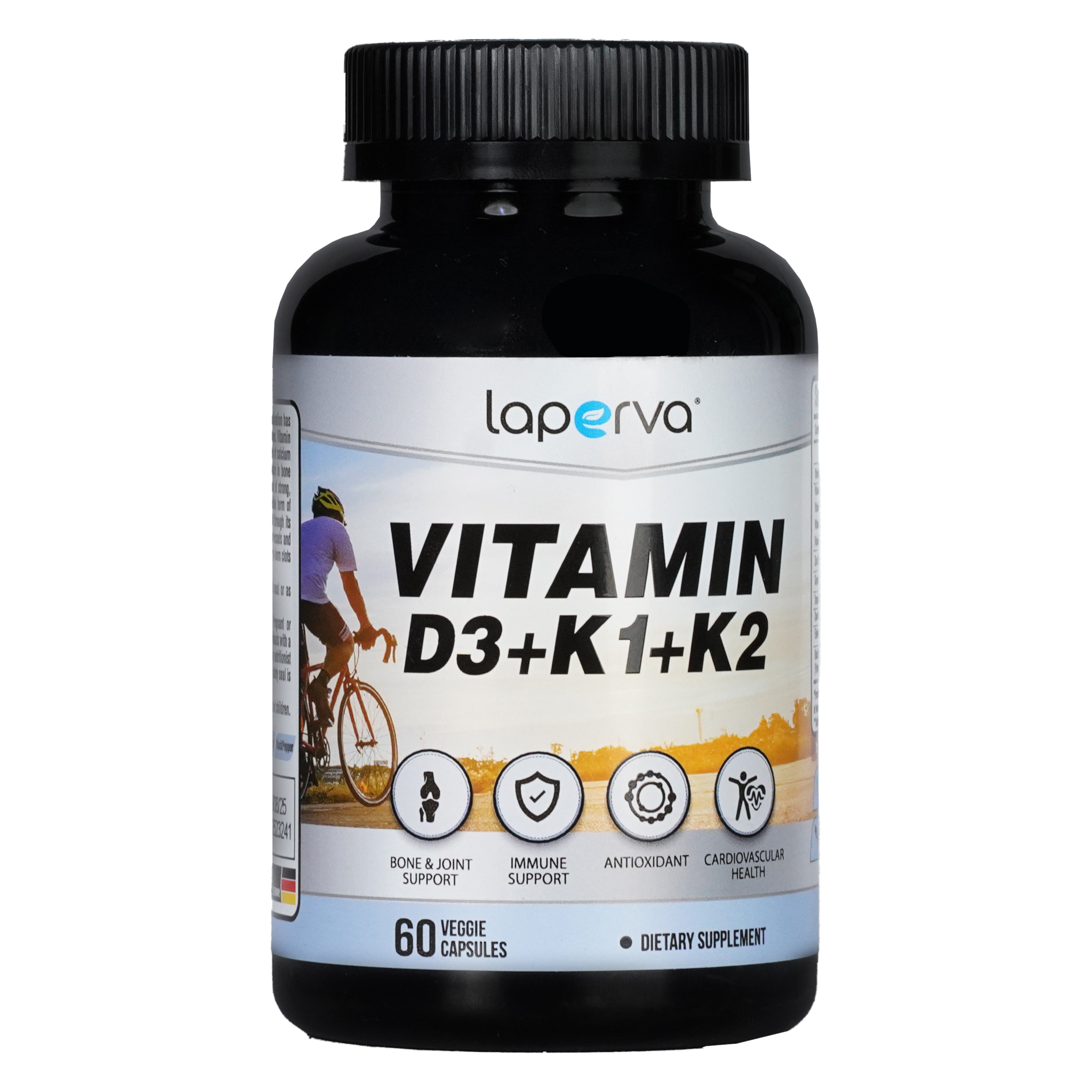 Laperva Vitamin D3 + K1 + K2, 60 Veggie Capsules, Vitamin D3 10000 IU, Immune Support