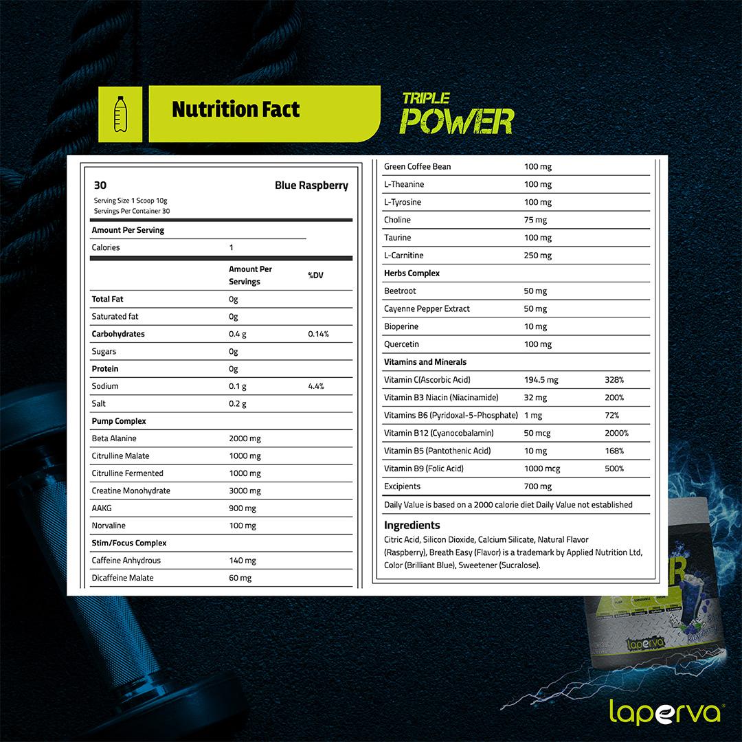 Laperva Triple Power Pre-Workout, 30, Enhance Physical Performance and Reduce Tiredness