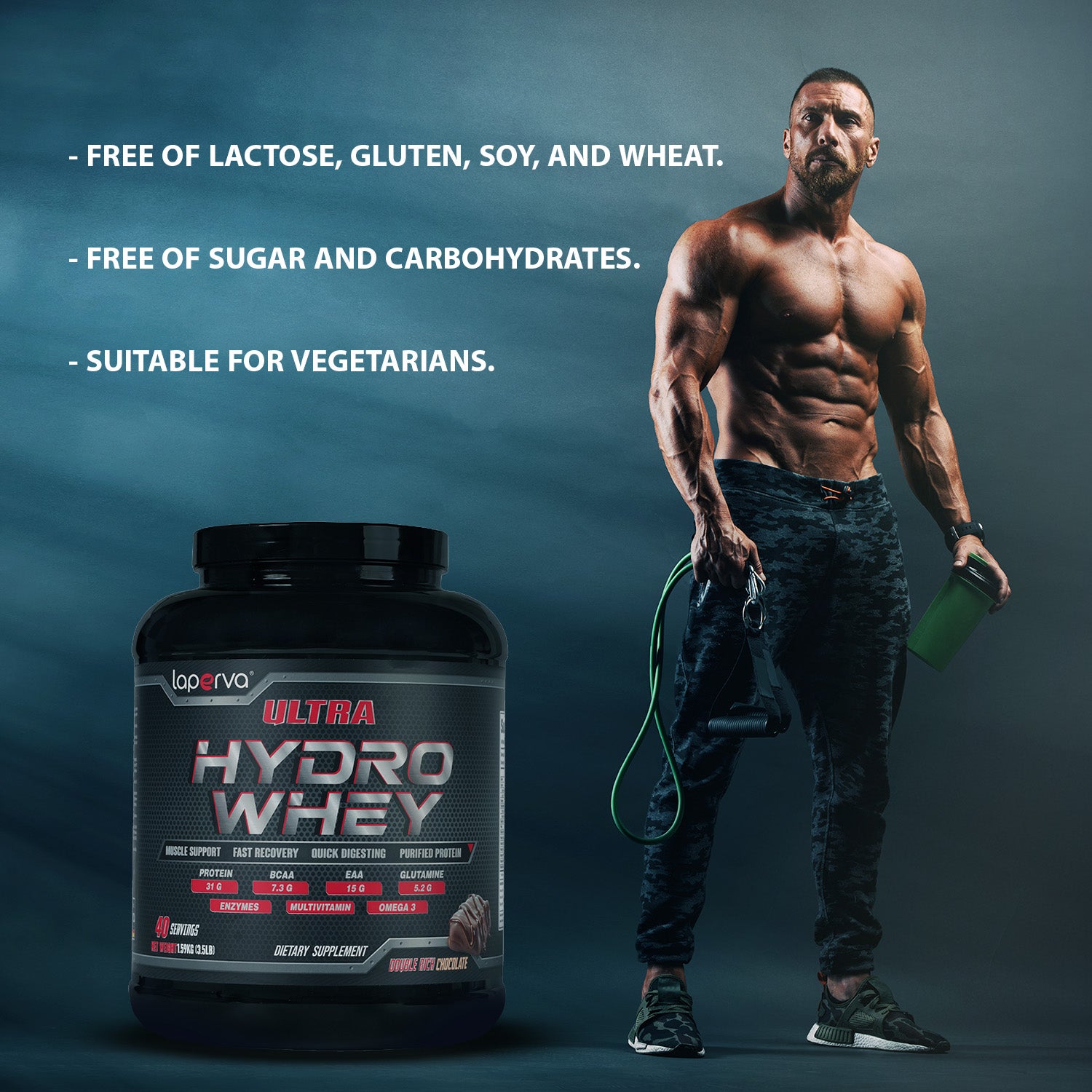 Laperva Ultra Hydro Whey protein, Double Rich Chocolate, 3.5 LB, 31gm Protein Per Serving