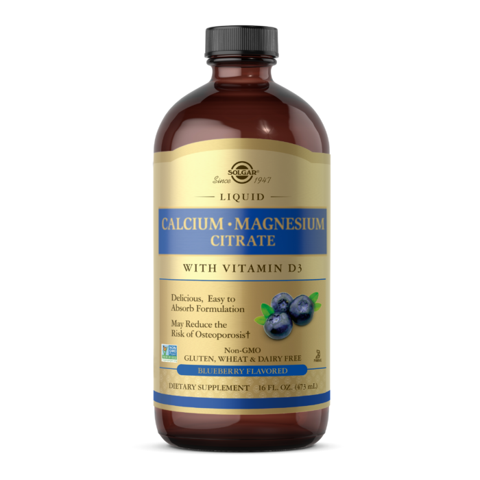 Solgar Liquid Calcium Magnesium Citrate With Vitamin D3, Blueberry, 473 Ml