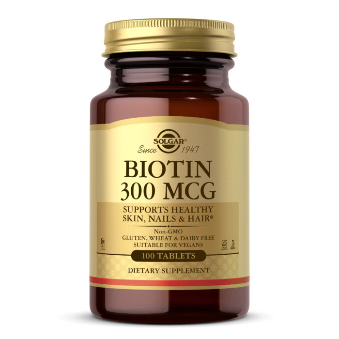 Solgar Biotin, 100 Tablets, 300 mcg, Supports Energy Production, Provides 10,000 mcg of Biotin