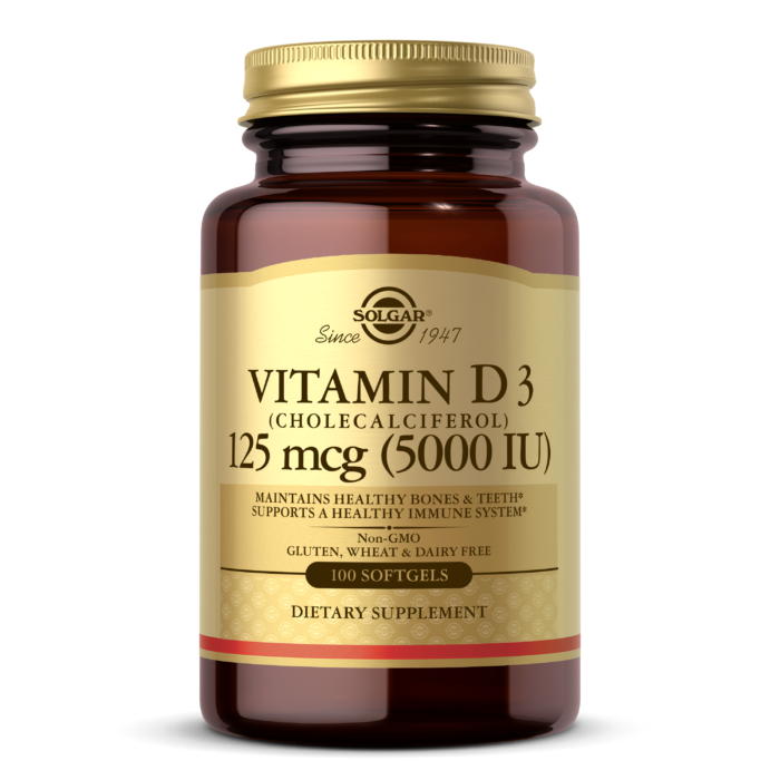 Solgar Vitamin D3 (Cholecalciferol), 5000 IU, 120 Vegetable Capsules, Promote Calcium Absorption