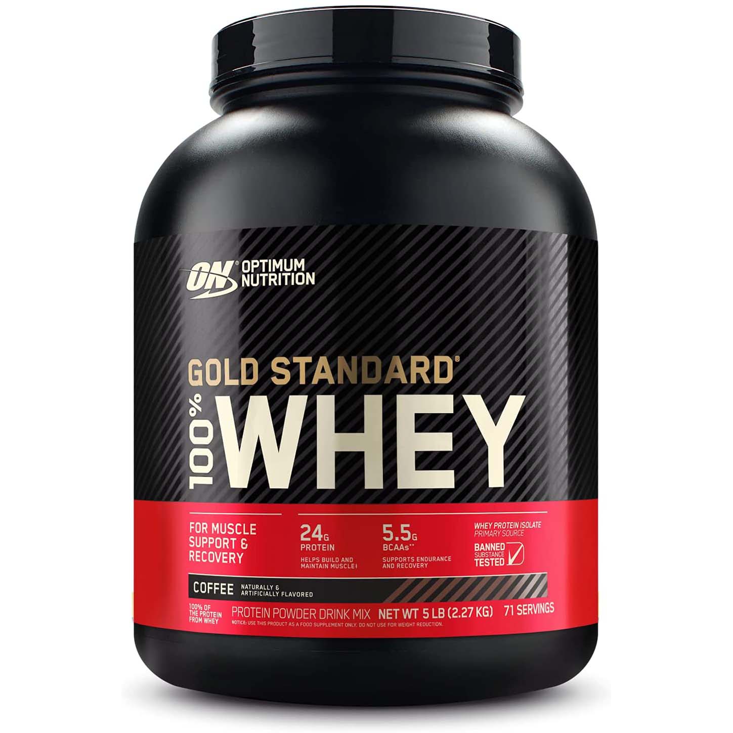 Optimum Nutrition Gold Standard 100% Whey Protein, 5 LB, 24 Grams of Protein