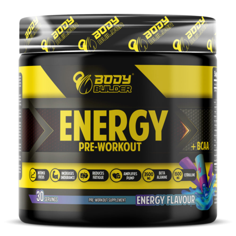 Body Builder Energy Pre workout Plus BCAA, 30, Intense Focus