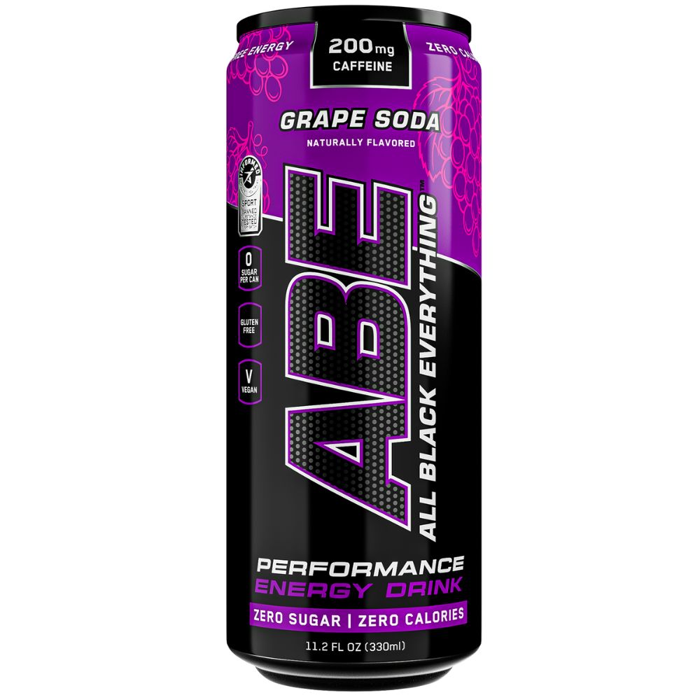 Applied Nutrition ABE Ultimate Pre Workout Drink, Grape Soda, 1 Piece, Zero Sugar, 200mg Caffeine