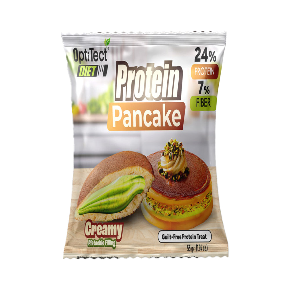 Optitect Diet Protein Pancake, 1 Piece, Creamy Pistachio Filling, 13g Protein & 4g Fiber Per Serving