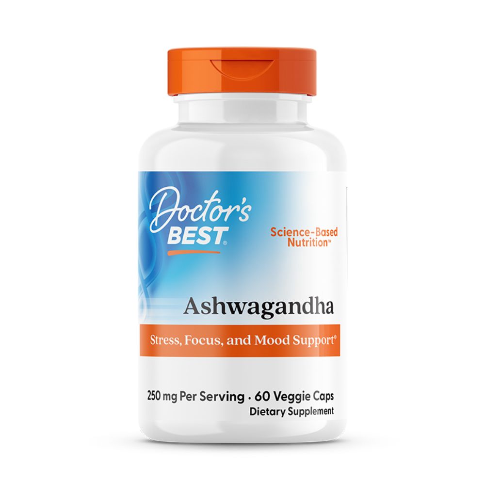 Doctor's Best Ashwagandha, 250 mg, 60 Veggie Capsules, Supports Stress and Mood Management