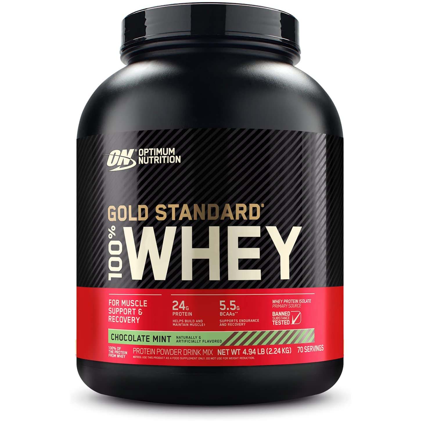 Optimum Nutrition Gold Standard 100% Whey Protein, 5 LB, 24 Grams of Protein