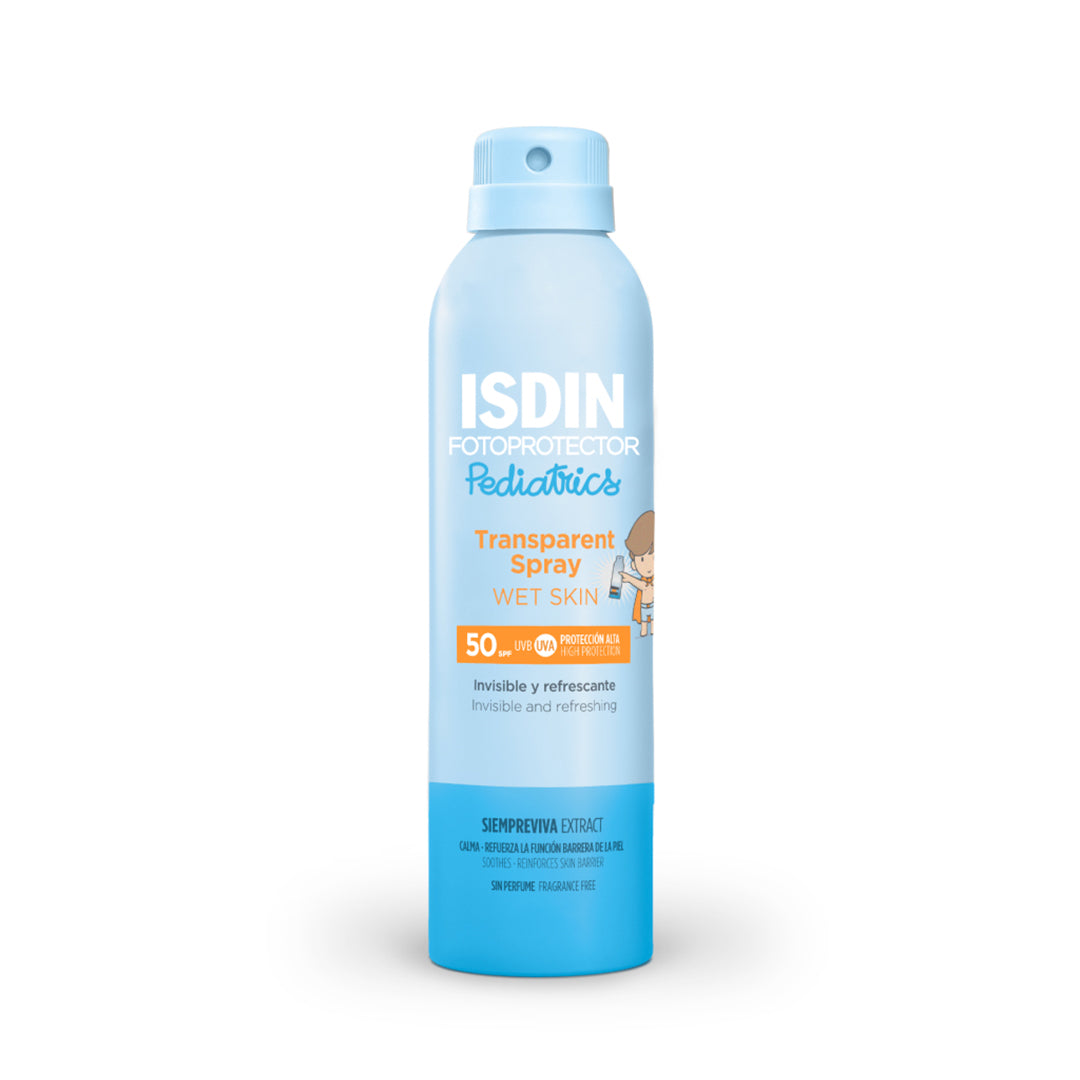 ISDIN Pediatrics Spray Wet Skin +50 SPF, 250 ML, Immediate Drying, Specially Formulated for the Skin of Children
