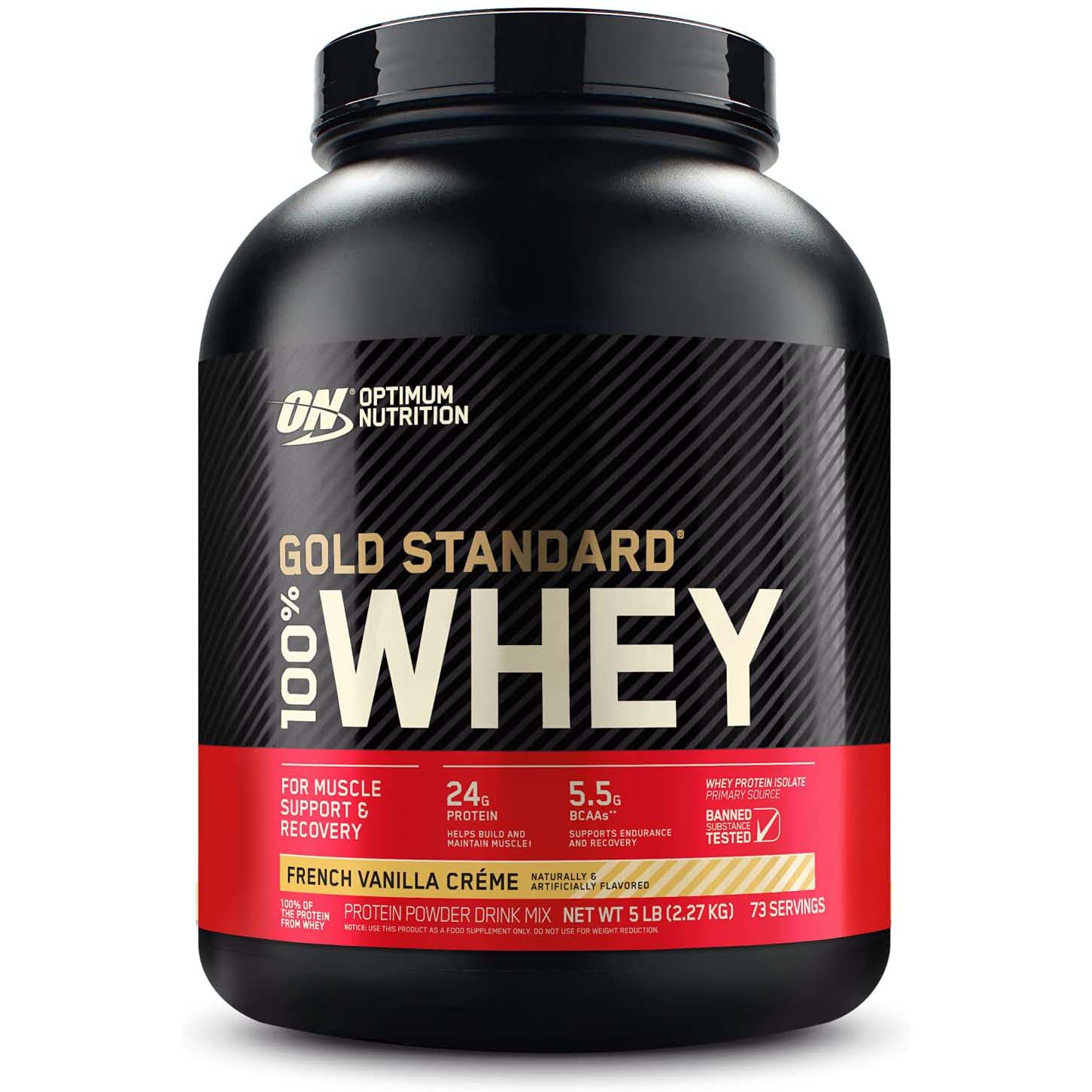 Optimum Nutrition Gold Standard 100% Whey Protein, 5 LB, 24 Grams of Protein