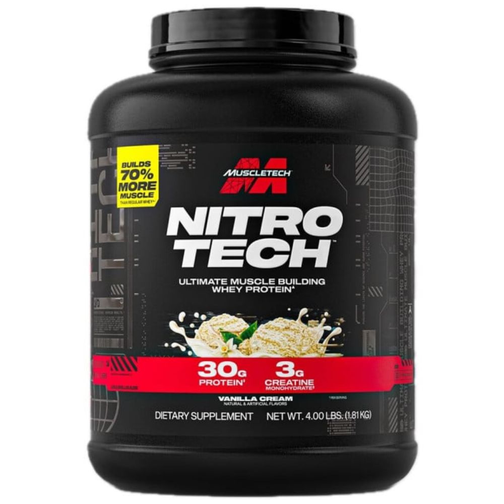 Muscletech Nitro Tech Whey Protein, 4 LB, Enhance Muscle & Strength & Performance