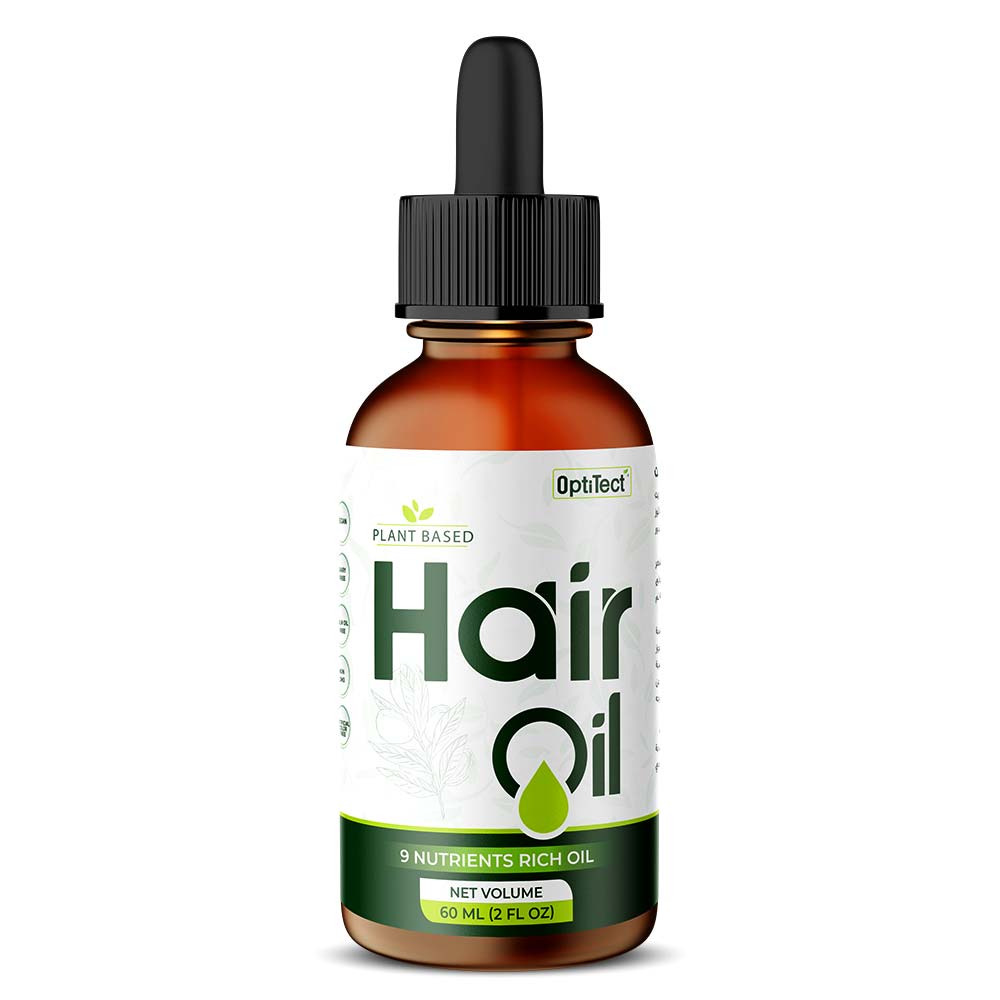 Optitect Plant Based Hair Oil, 60 ML, 9 Nutrients Rich Oil, Vegan and Dairy-Free