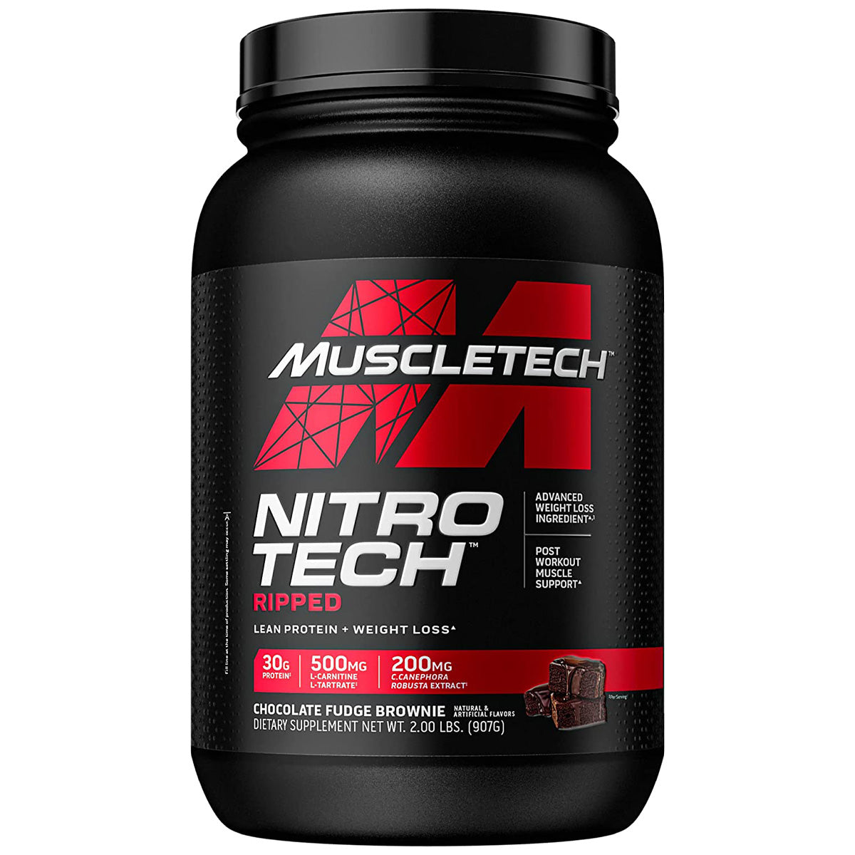 Muscletech Nitro Tech Ripped Lean Protein & Weight Loss, Chocolate Fudge Brownie, 2 LB