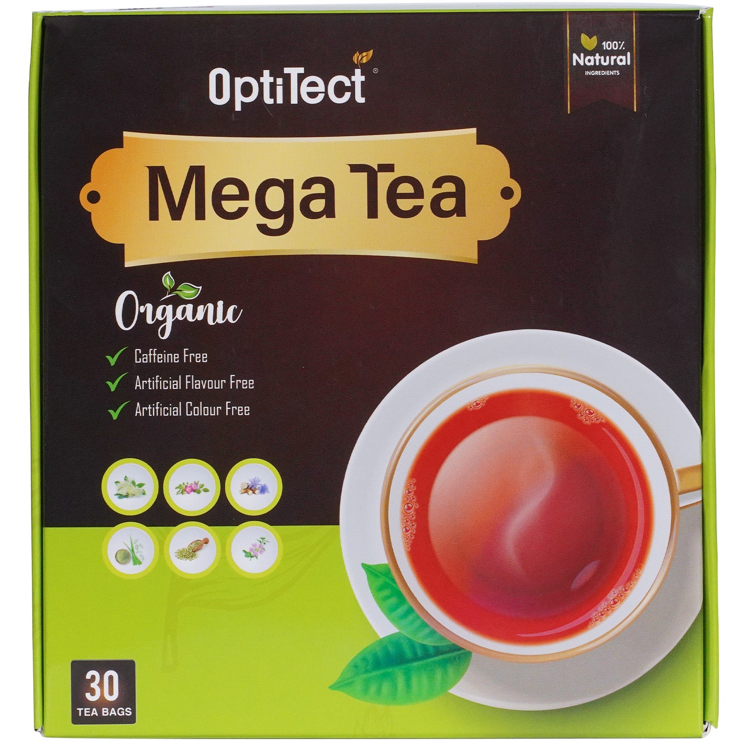 OptiTect Mega Tea Organic, 30 Sachets, Supports Digestive System, Reduce Anxiety and Stress