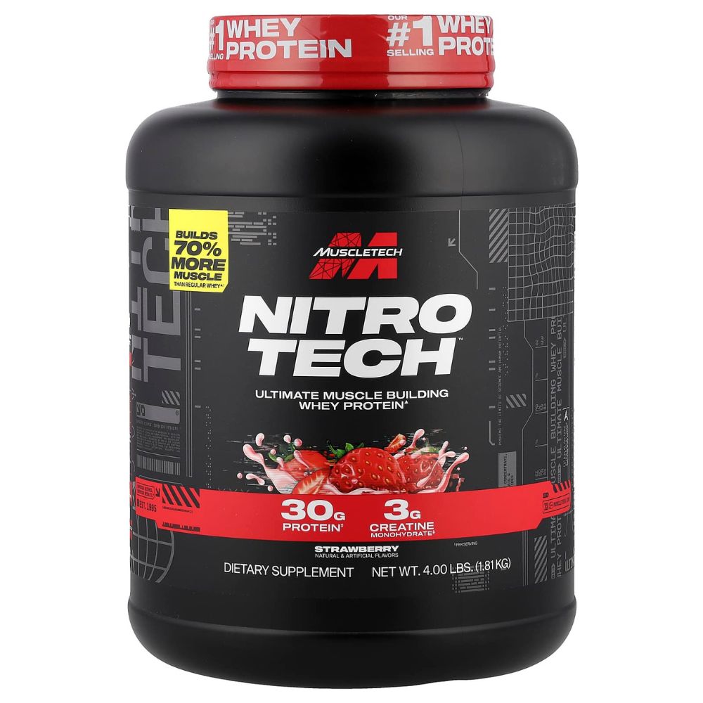 Muscletech Nitro Tech Whey Protein, 4 LB, Enhance Muscle & Strength & Performance