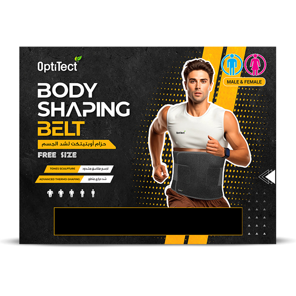 Optitect Body Shaping Belt, Free Size, Black, Tones Sculpture, Advanced Thermo-shaping