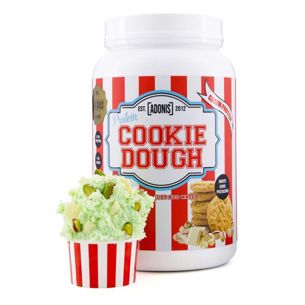 Adonis Protein Cookie Dough, White Choco Pistacho, 1 kg, Fat 3.3g Carbs 6.1g Calories 143