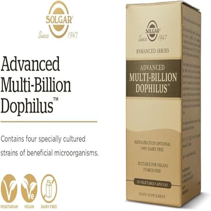 Solgar Advanced Multi-billion Dophilus، 60 كبسولة نباتية، لدعم صحة الجهاز الهضمي