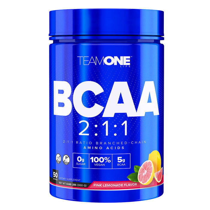 Team One Life BCAA 2:1:1, Pink Lemonade, 50, Optimal BCAA Ratio, Enhances Endurance