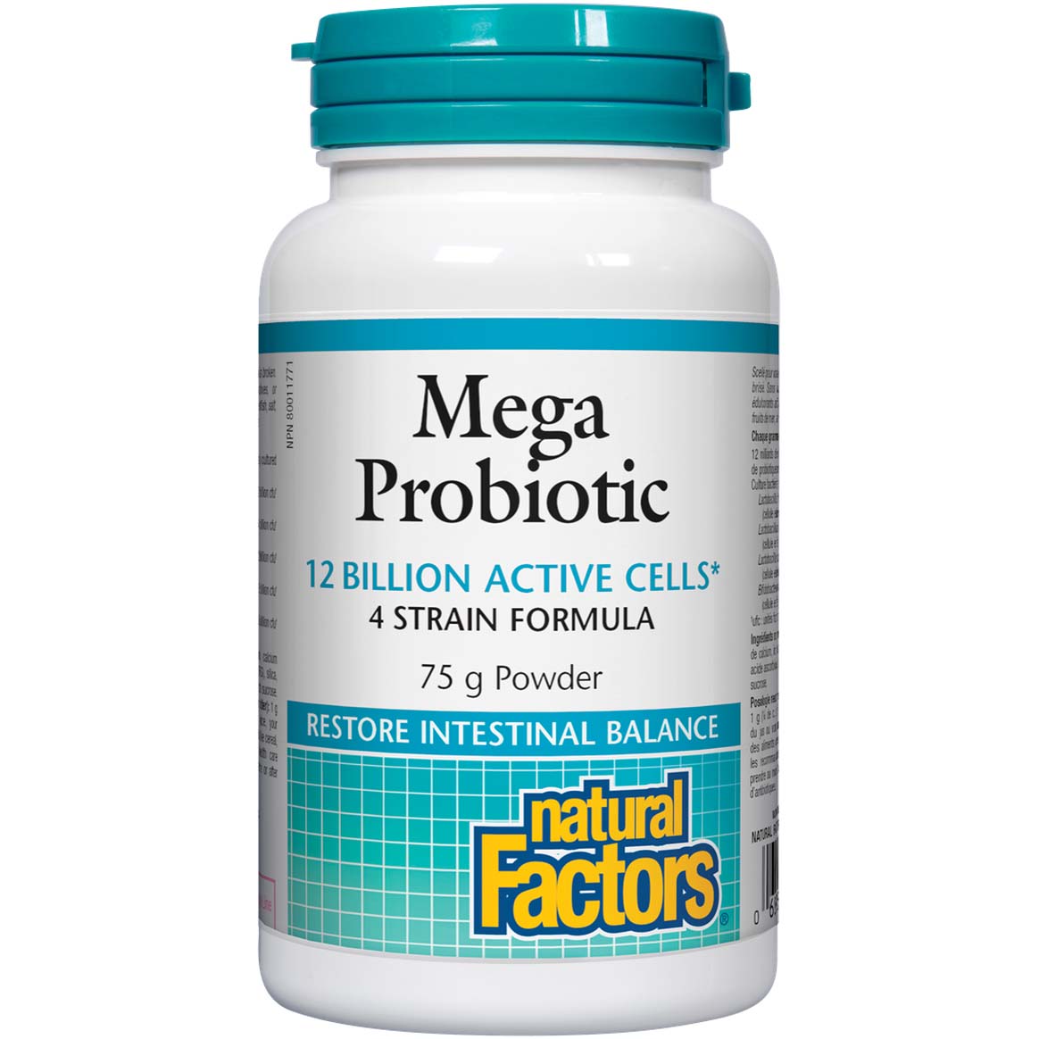 Natural Factors Mega Probiotic Powder, 12 Billion Active Cells, 75 Gm, Balance Of Intestinal Flora