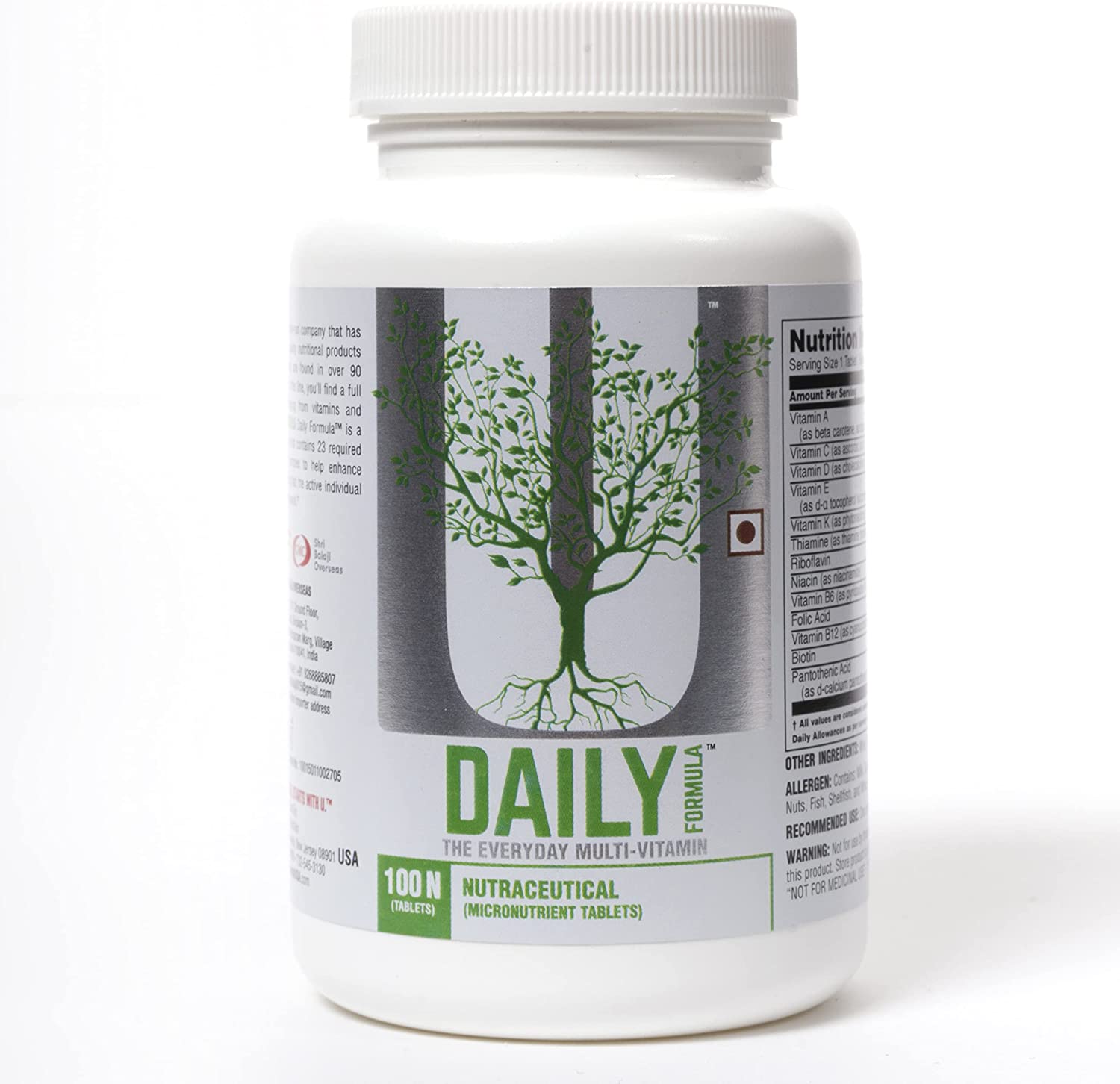 Universal Nutrition Daily Formula Multivitamin, 100 Tablets, Rich in Vitamins and Minerals