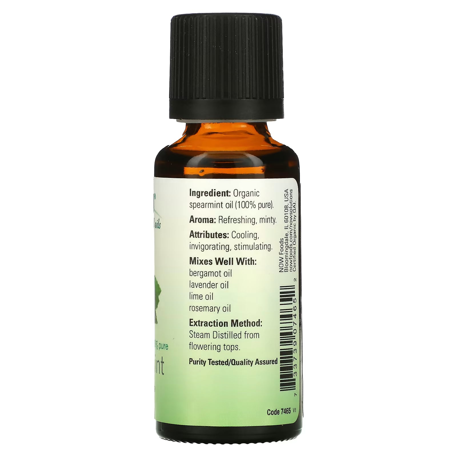 Now Spearmint Oil Organic, 30 Ml, Refreshing, Steam Distilled from flowering tops.