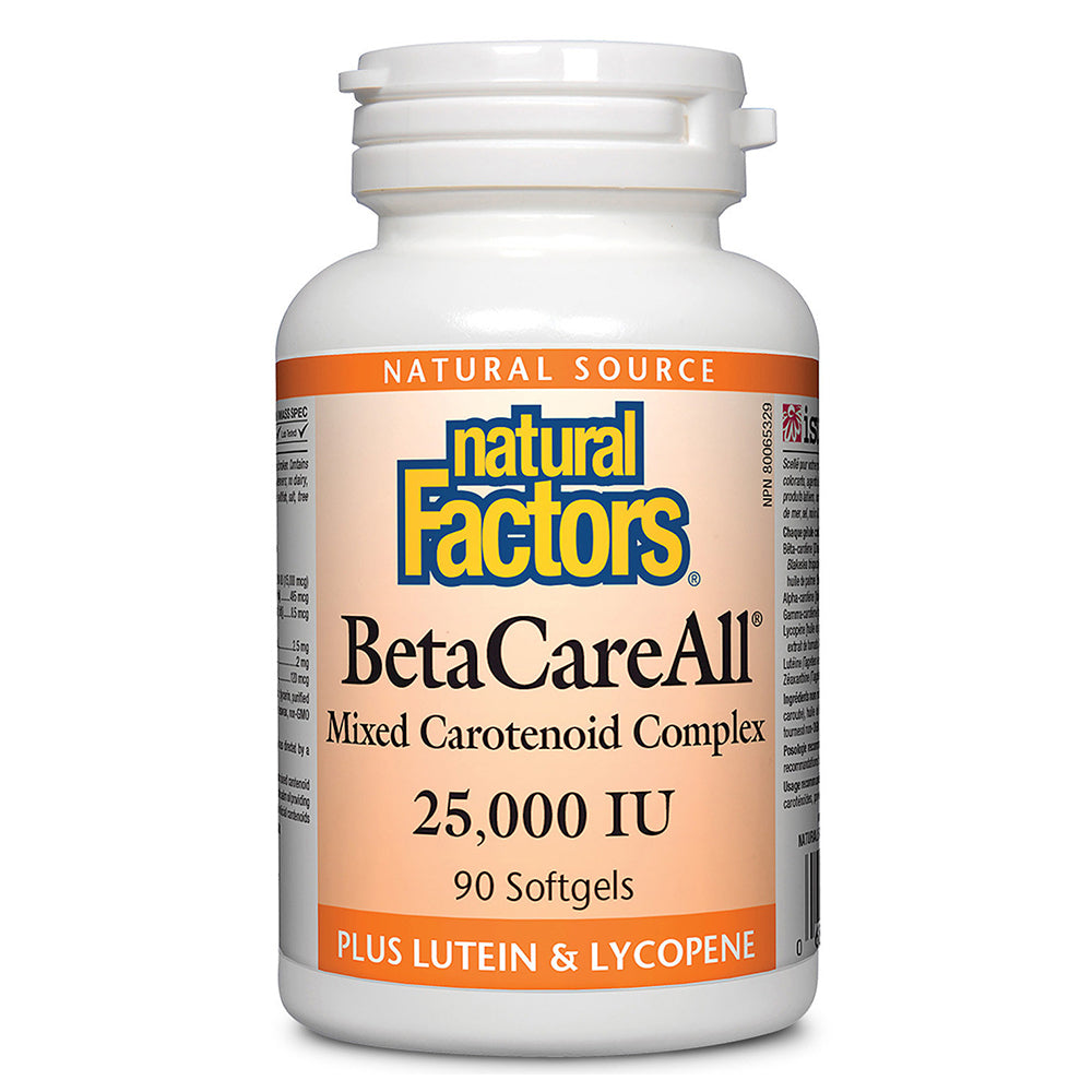 Natural Factors BetaCareAll, 90 Softgels, 25000 IU, Potent Antioxidant